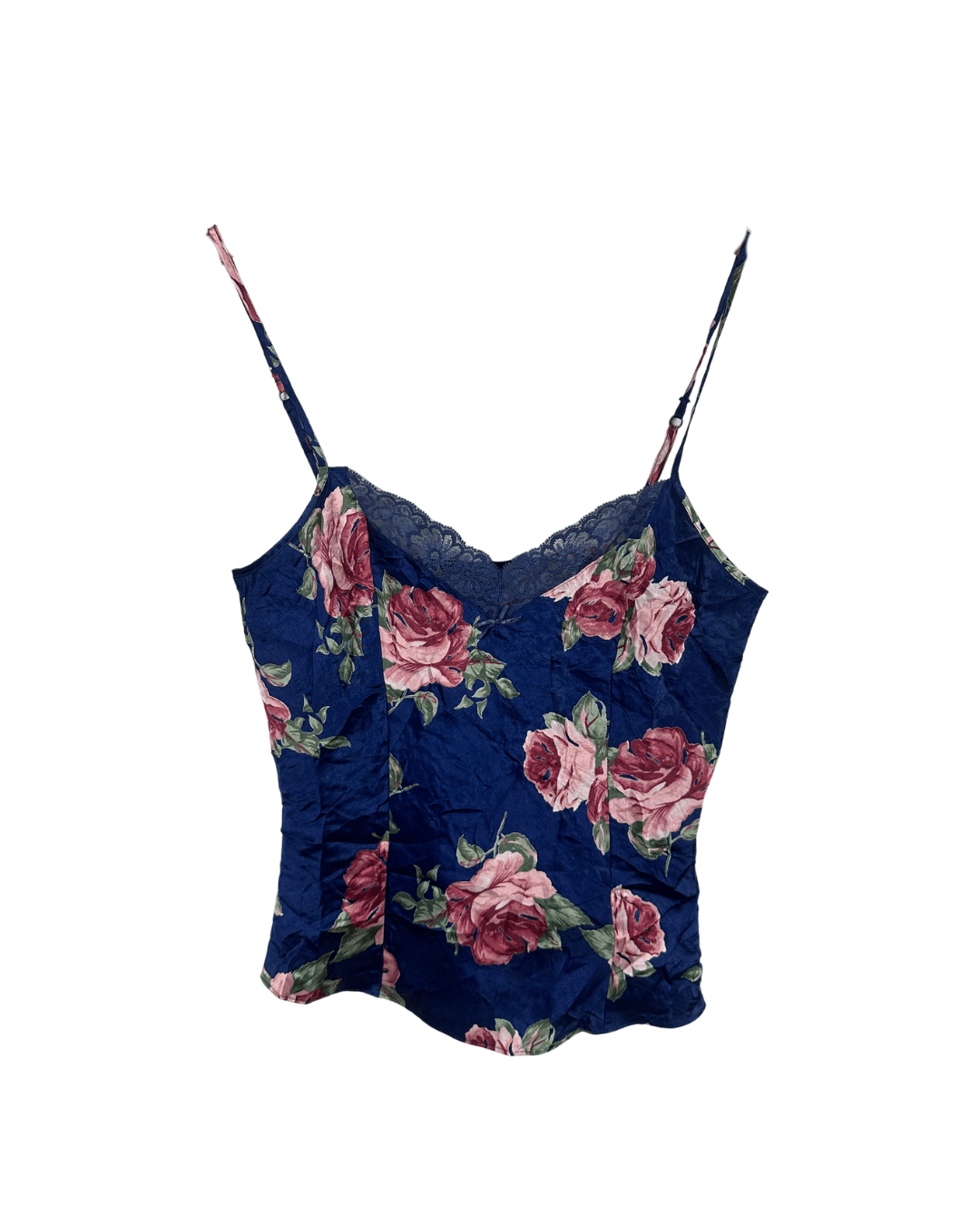 Y2K Floral Satin Lace Cami Top - Funkify