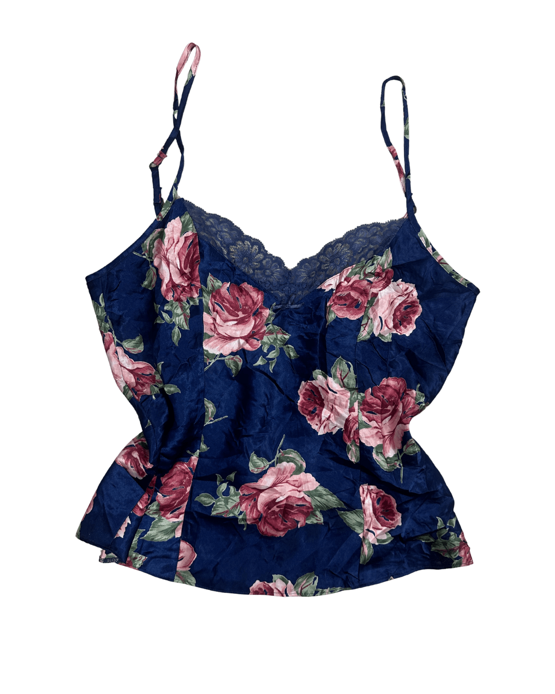 Y2K Floral Satin Lace Cami Top - Funkify