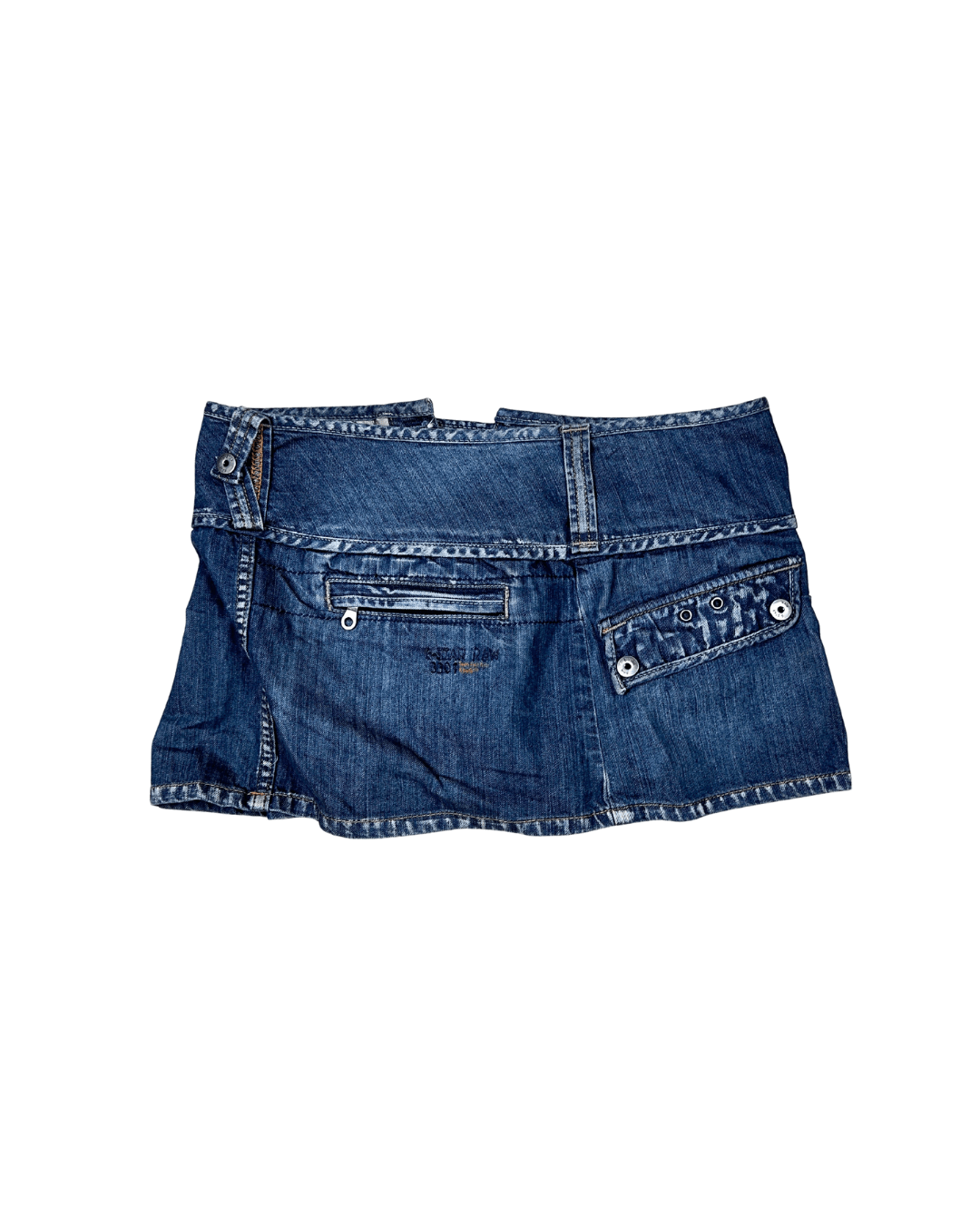 Y2K G - Star Raw Pleated Denim Mini Skirt XS - Funkify