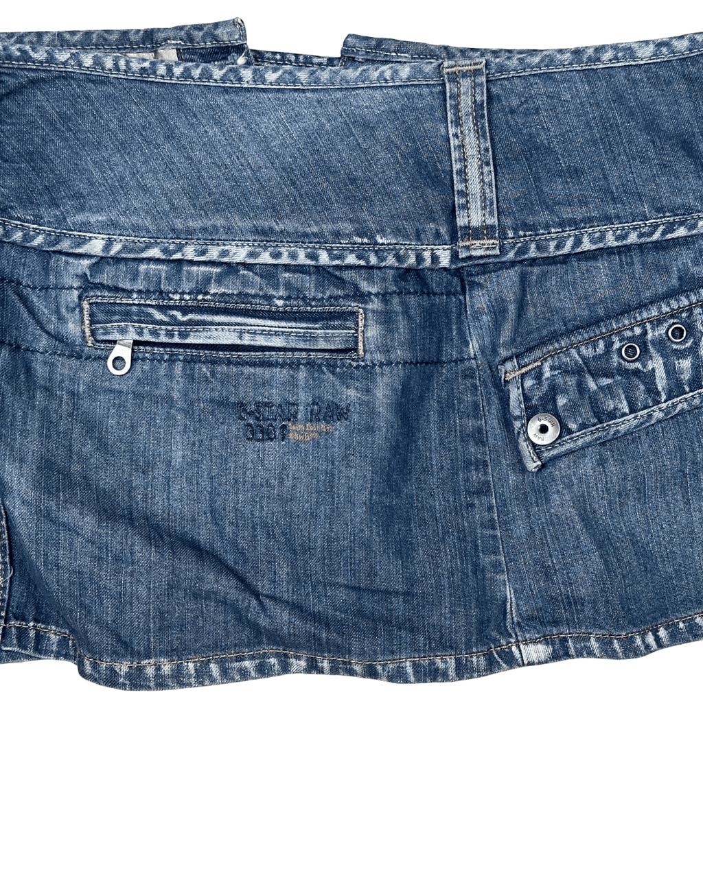 Y2K G - Star Raw Pleated Denim Mini Skirt XS - Funkify