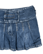Y2K G - Star Raw Pleated Denim Mini Skirt XS - Funkify