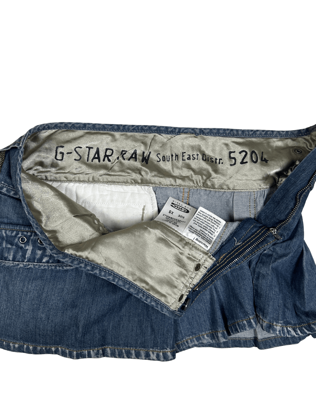 Y2K G - Star Raw Pleated Denim Mini Skirt XS - Funkify