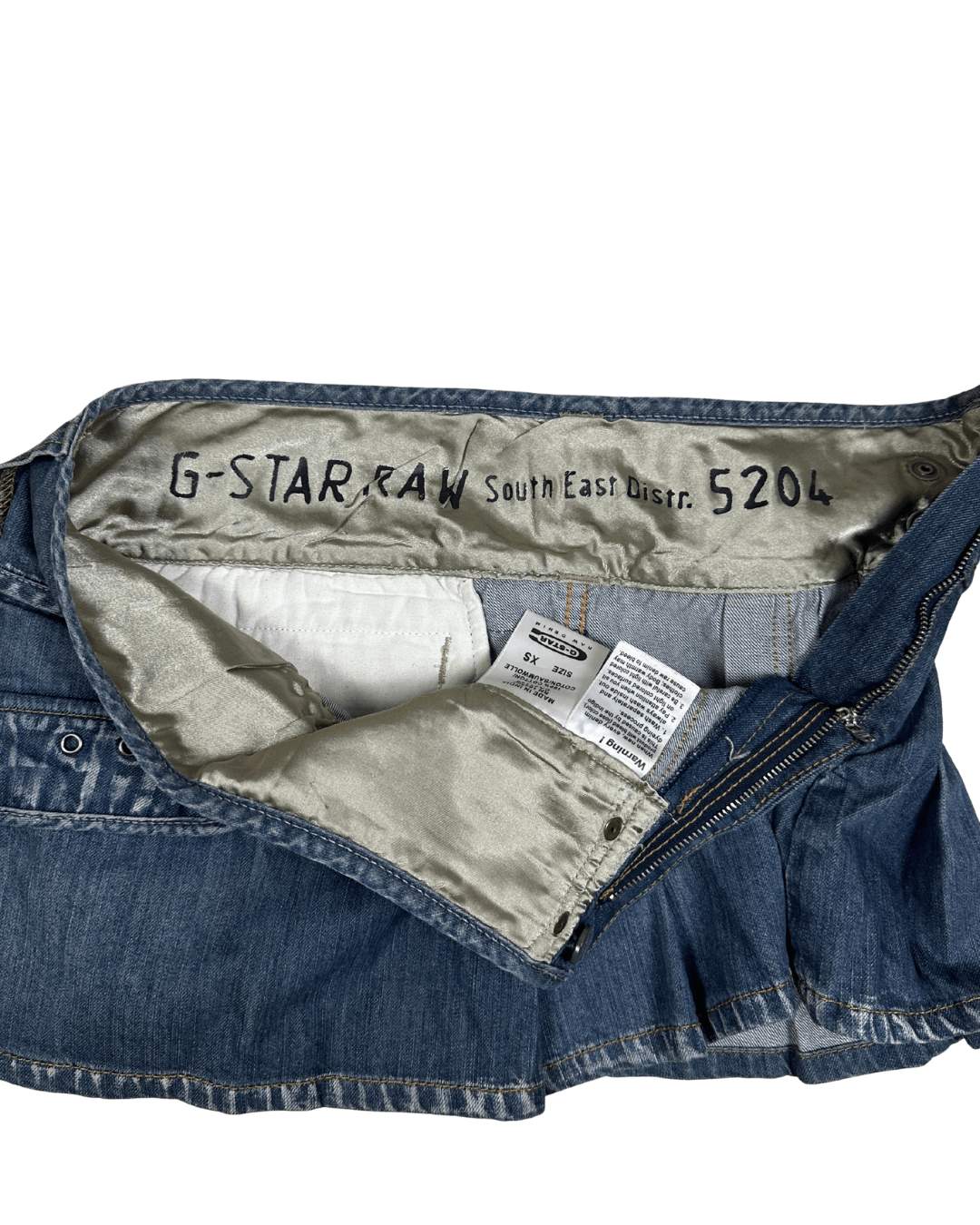 Y2K G - Star Raw Pleated Denim Mini Skirt XS - Funkify