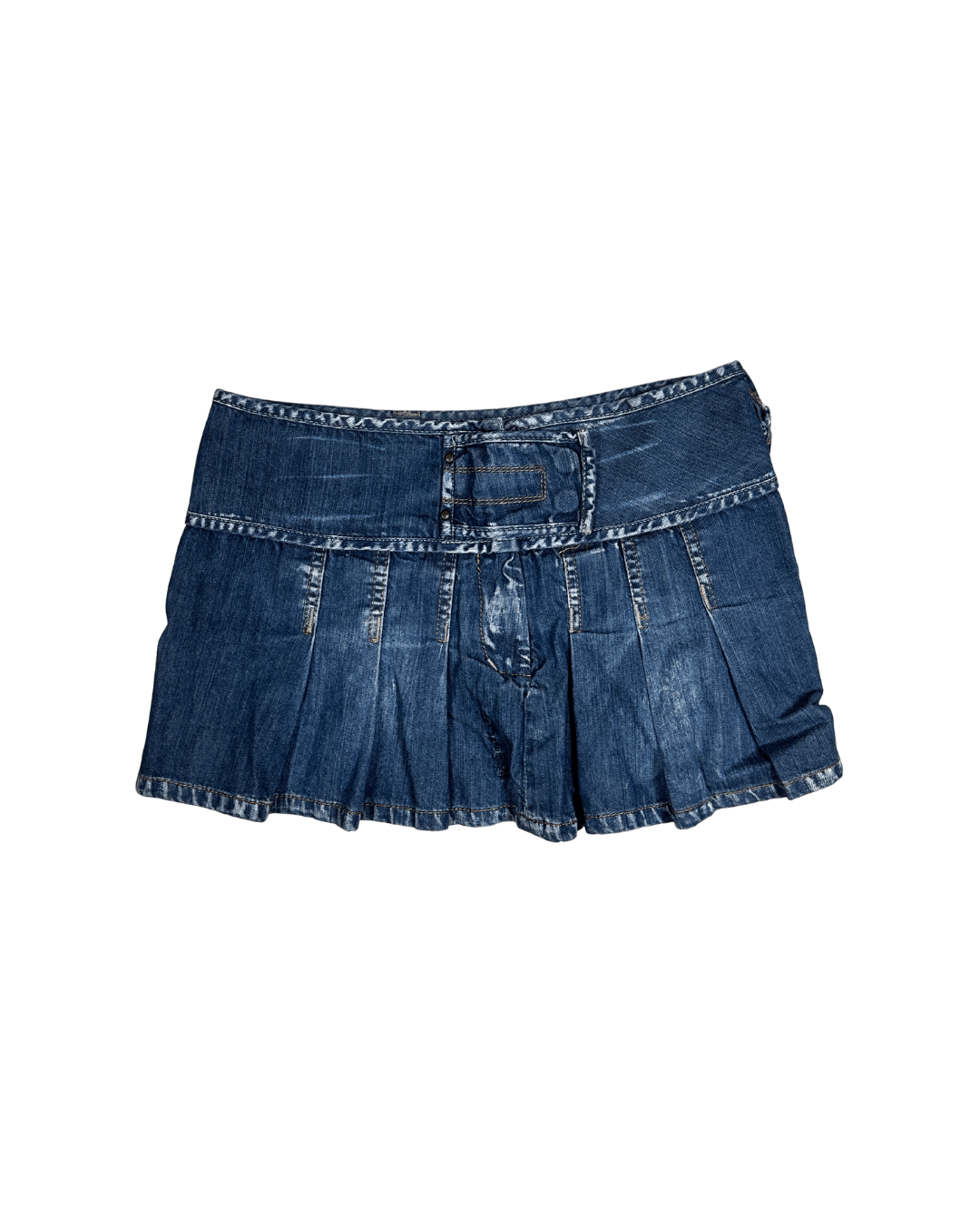 Y2K G - Star Raw Pleated Denim Mini Skirt XS - Funkify