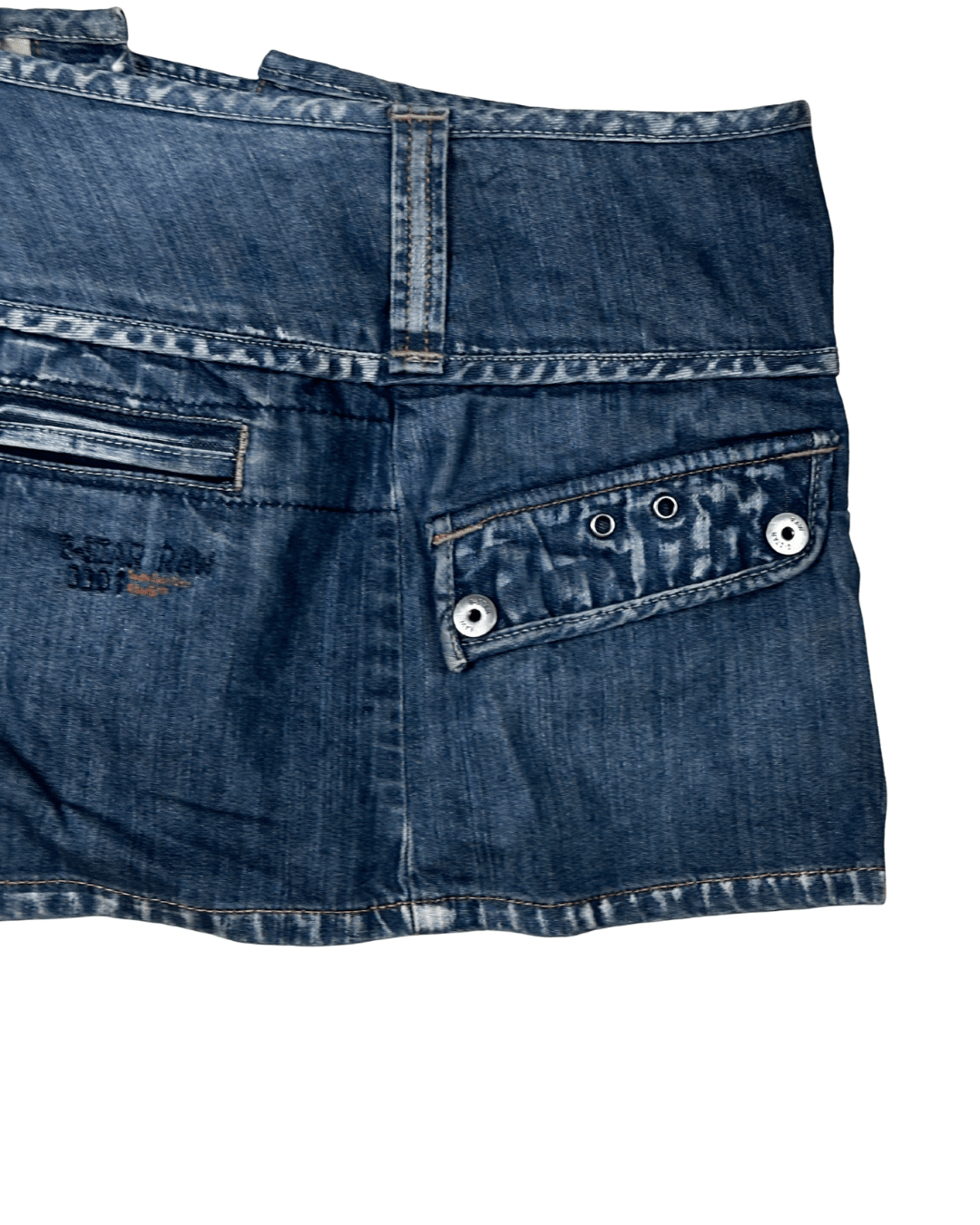 Y2K G - Star Raw Pleated Denim Mini Skirt XS - Funkify