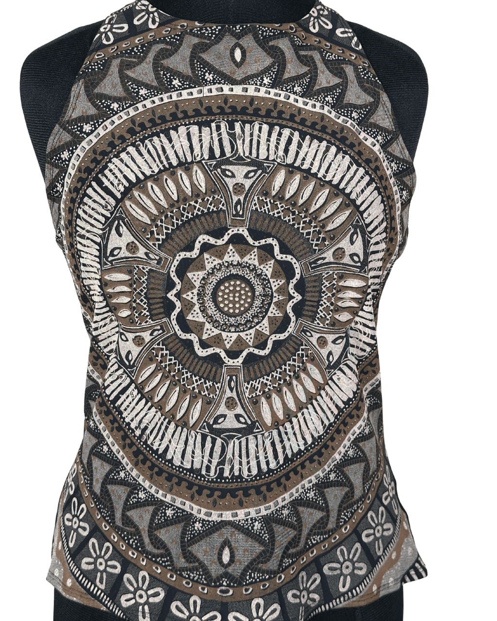 Y2K Halter Top with Mandala Print and Criss Cross Back - Funkify
