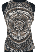 Y2K Halter Top with Mandala Print and Criss Cross Back - Funkify