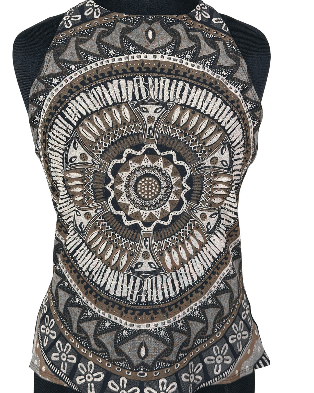 Y2K Halter Top with Mandala Print and Criss Cross Back - Funkify