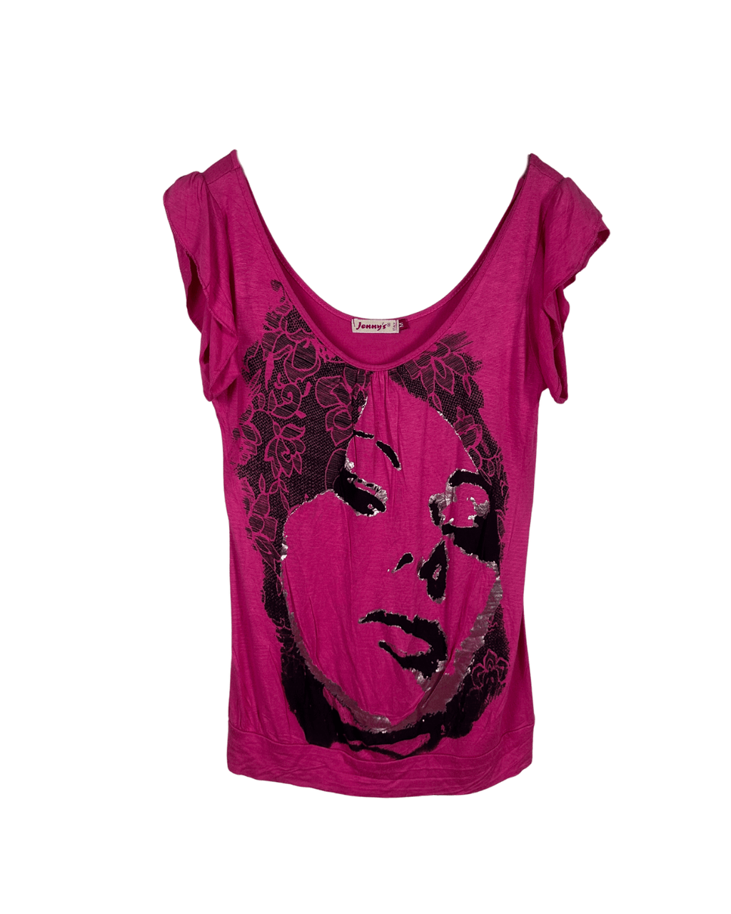 Y2K Jenny's Magenta Graphic Print Blouse - Medium - Funkify