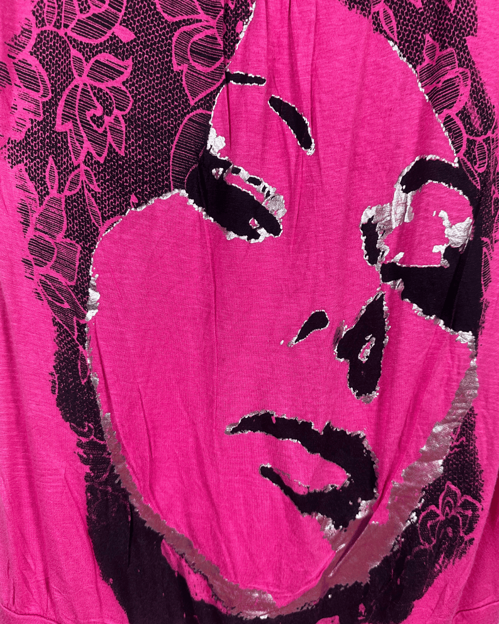 Y2K Jenny's Magenta Graphic Print Blouse - Medium - Funkify