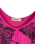Y2K Jenny's Magenta Graphic Print Blouse - Medium - Funkify