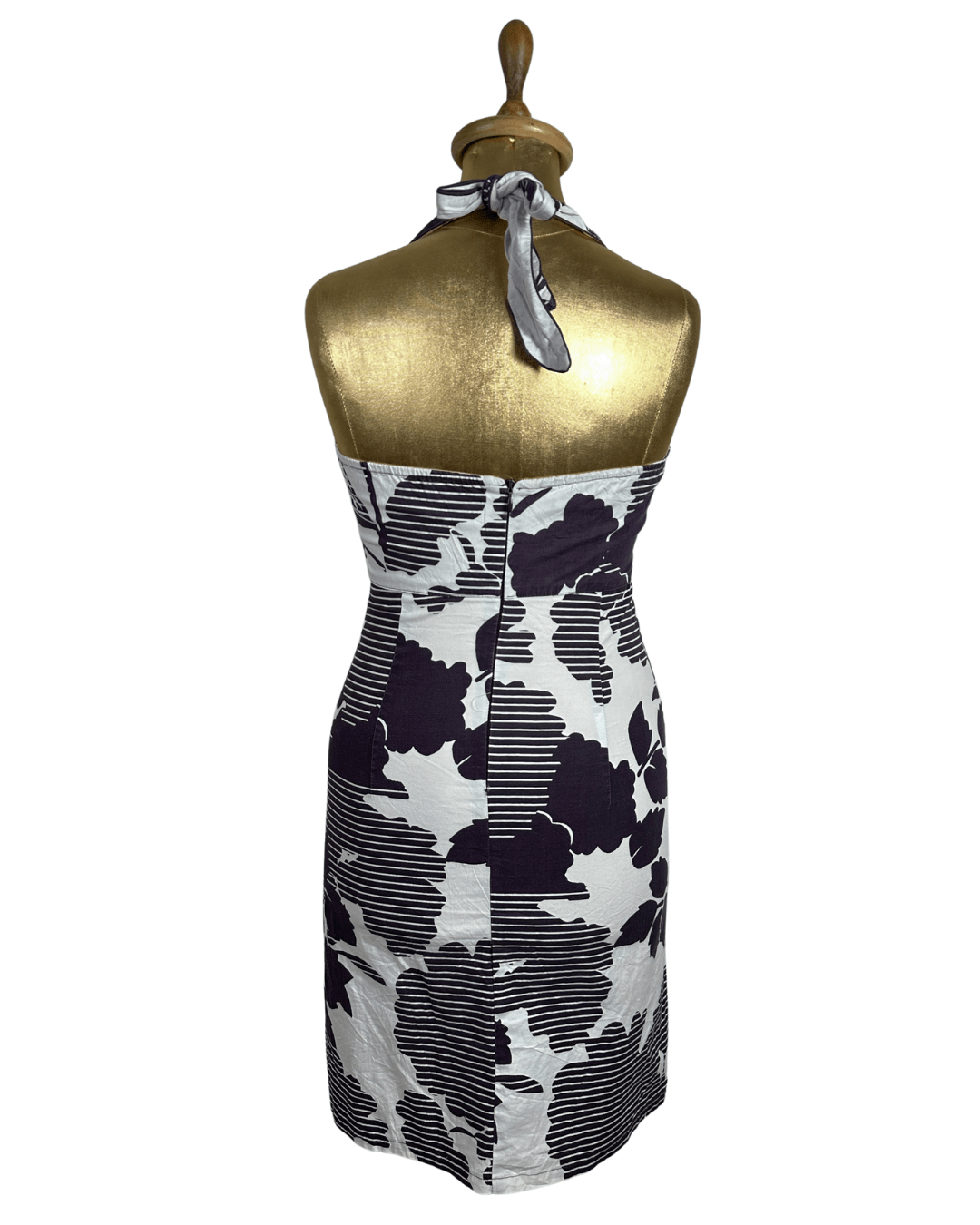 Y2K Kookai Abstract Floral Halter Dress - Funkify