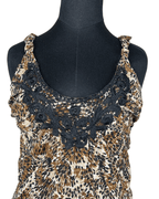 Y2K Leopard Cami Top with Back Tie Detail Medium - Funkify