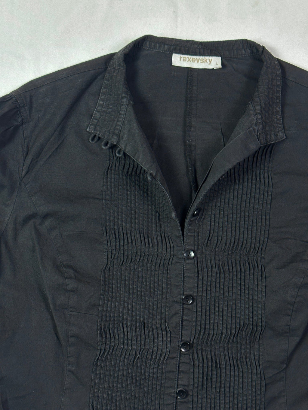 Y2K Pleated Front Fitted Shirt - Large - Funkify