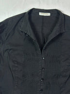 Y2K Pleated Front Fitted Shirt - Large - Funkify