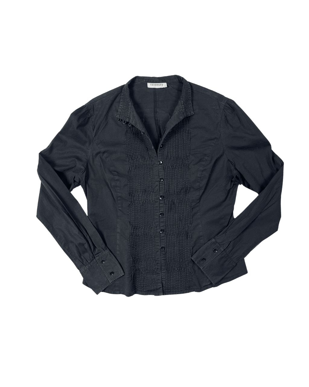 Y2K Pleated Front Fitted Shirt - Large - Funkify