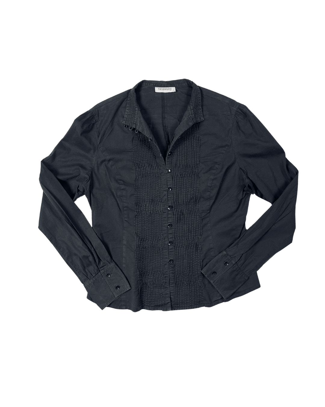 Y2K Pleated Front Fitted Shirt - Large - Funkify