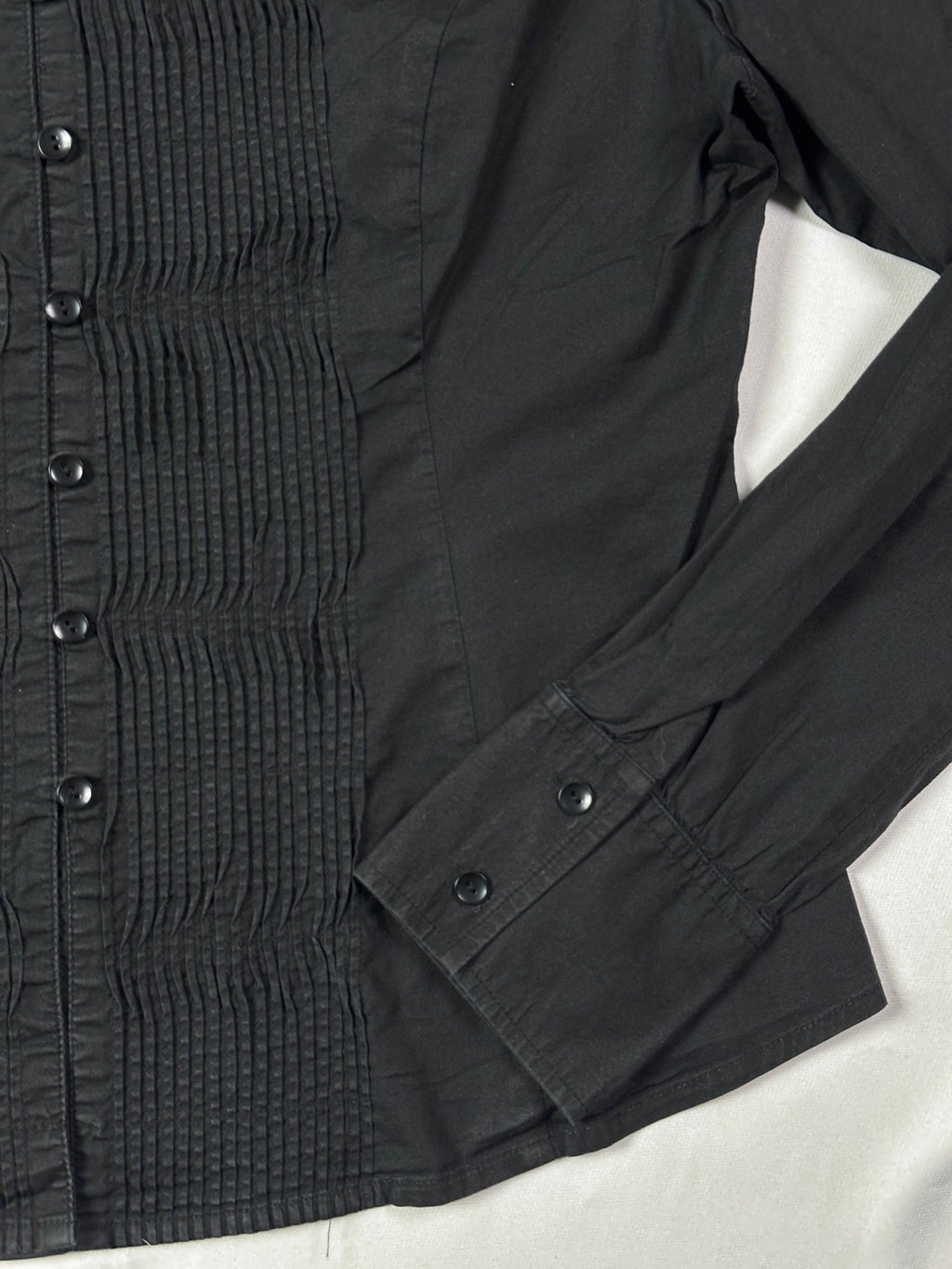 Y2K Pleated Front Fitted Shirt - Large - Funkify