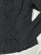 Y2K Pleated Front Fitted Shirt - Large - Funkify