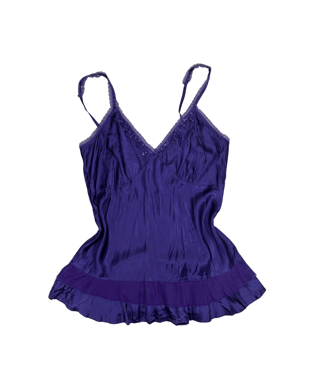 Y2K Sequinned Lace Trim Cami Top - Funkify