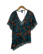 Y2K Sheer Asymmetrical Floral Blouse - Funkify