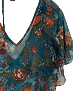 Y2K Sheer Asymmetrical Floral Blouse - Funkify