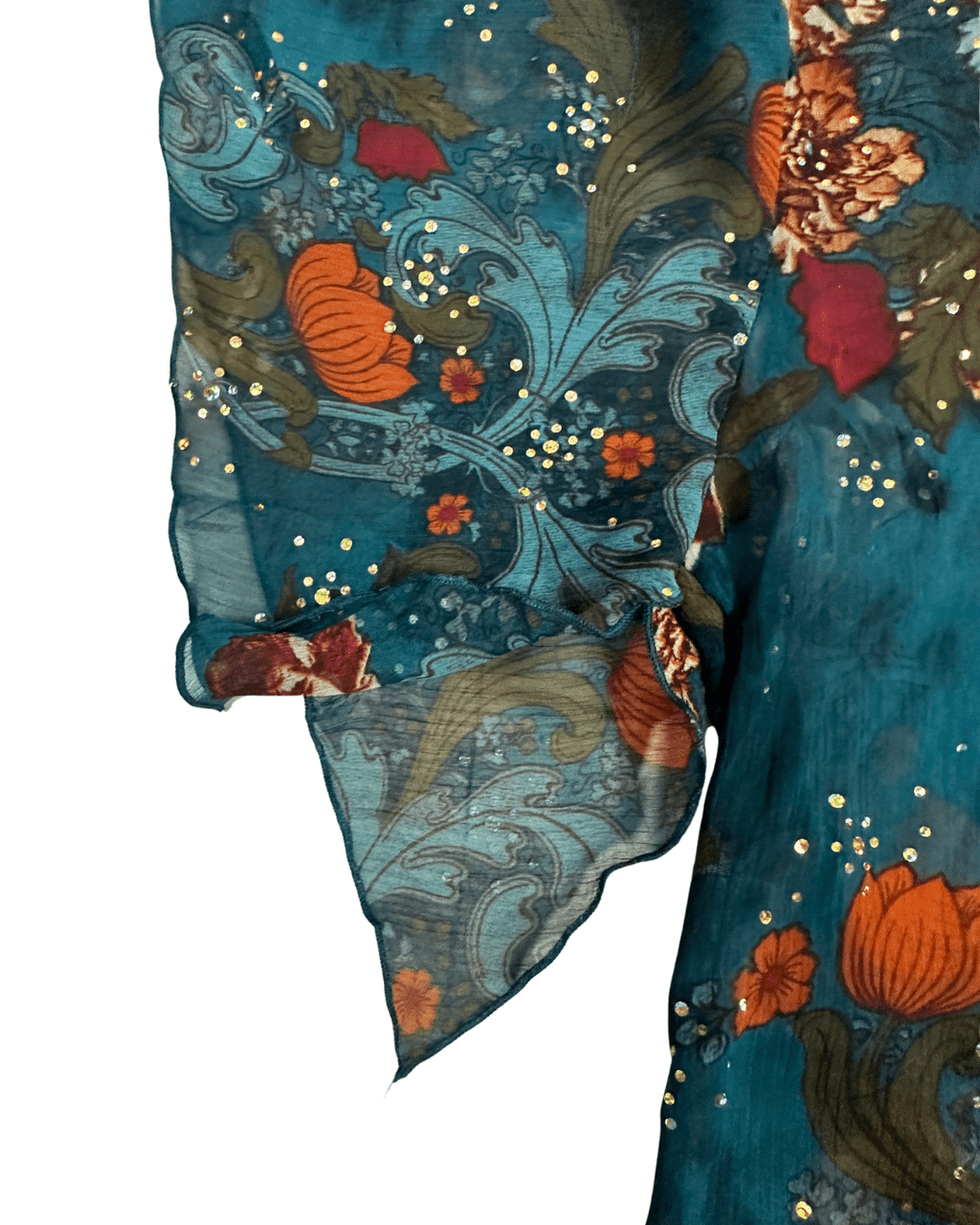 Y2K Sheer Asymmetrical Floral Blouse - Funkify