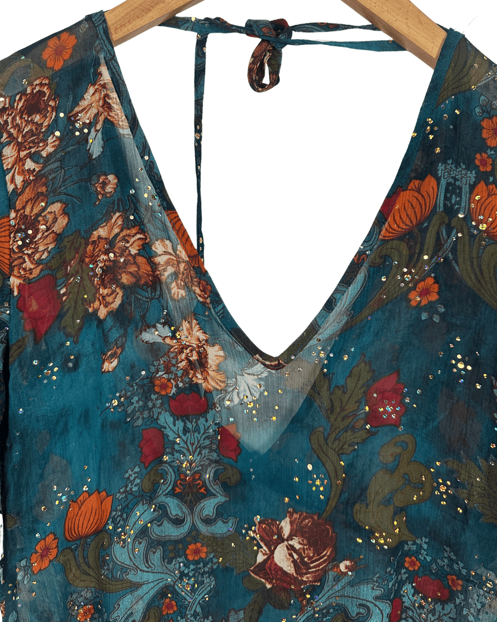 Y2K Sheer Asymmetrical Floral Blouse - Funkify