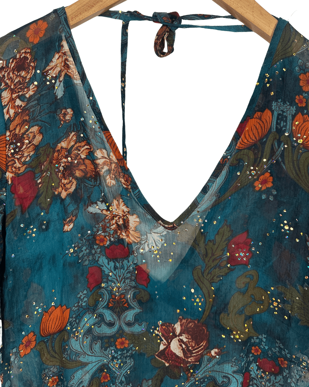 Y2K Sheer Asymmetrical Floral Blouse - Funkify
