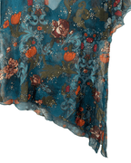 Y2K Sheer Asymmetrical Floral Blouse - Funkify