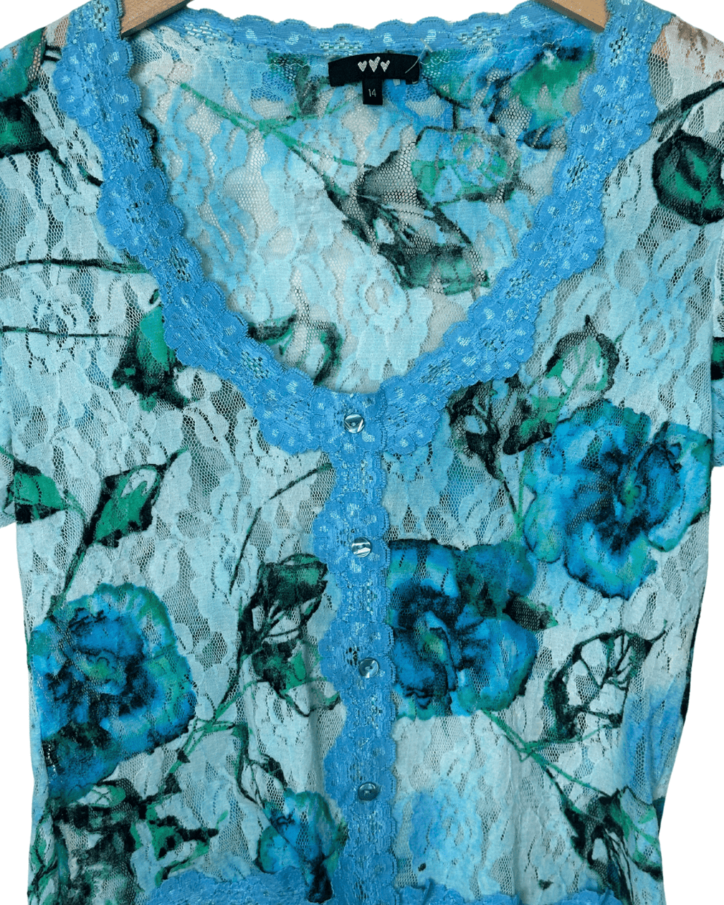 Y2K Sheer Lace Top Small - Funkify