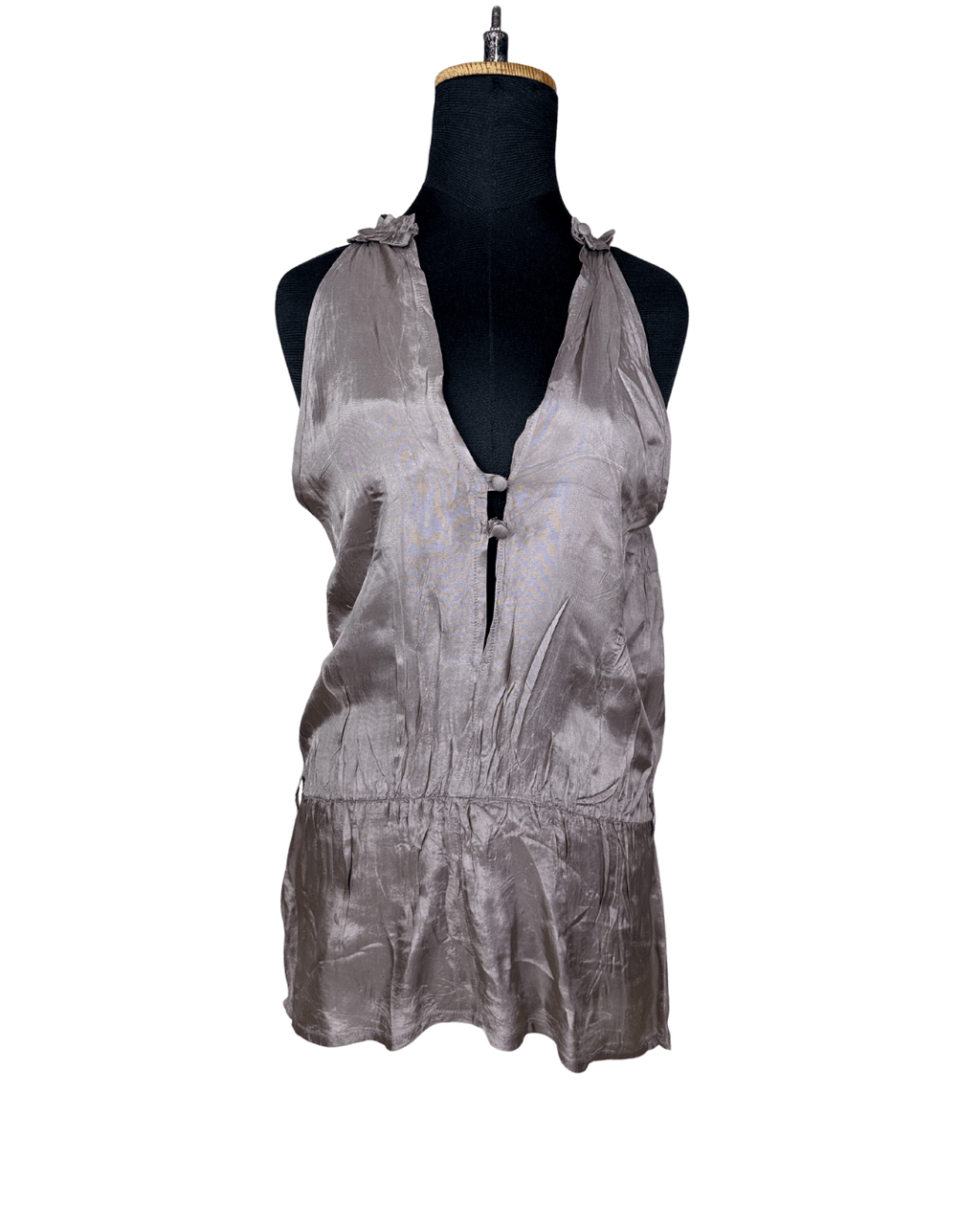 Y2K Silky Ruffle Back Blouse - Funkify