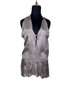 Y2K Silky Ruffle Back Blouse - Funkify