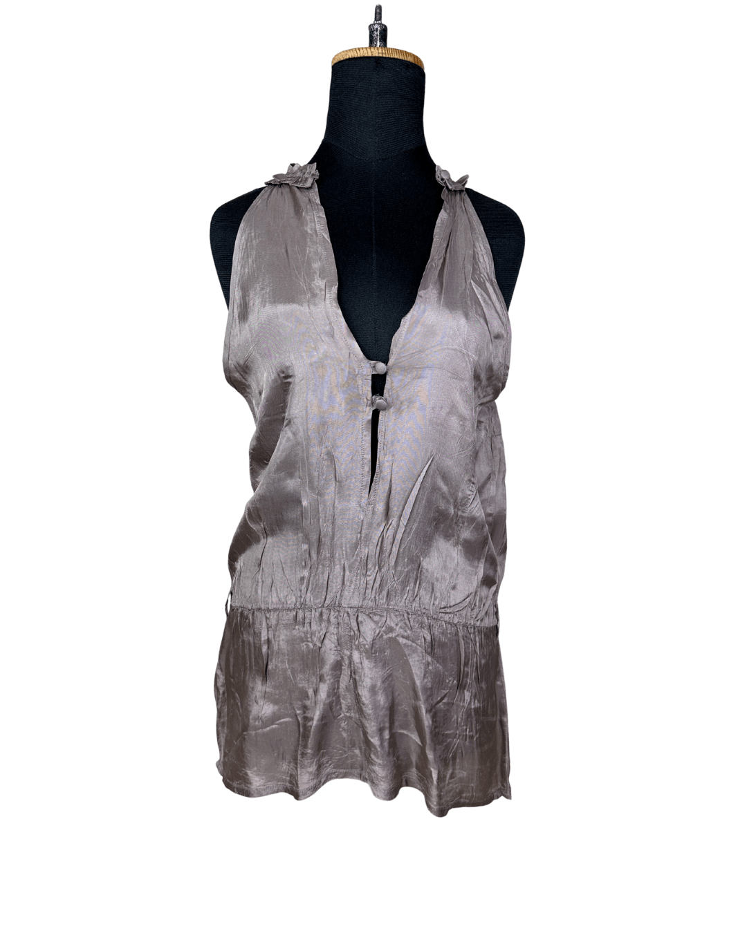 Y2K Silky Ruffle Back Blouse - Funkify