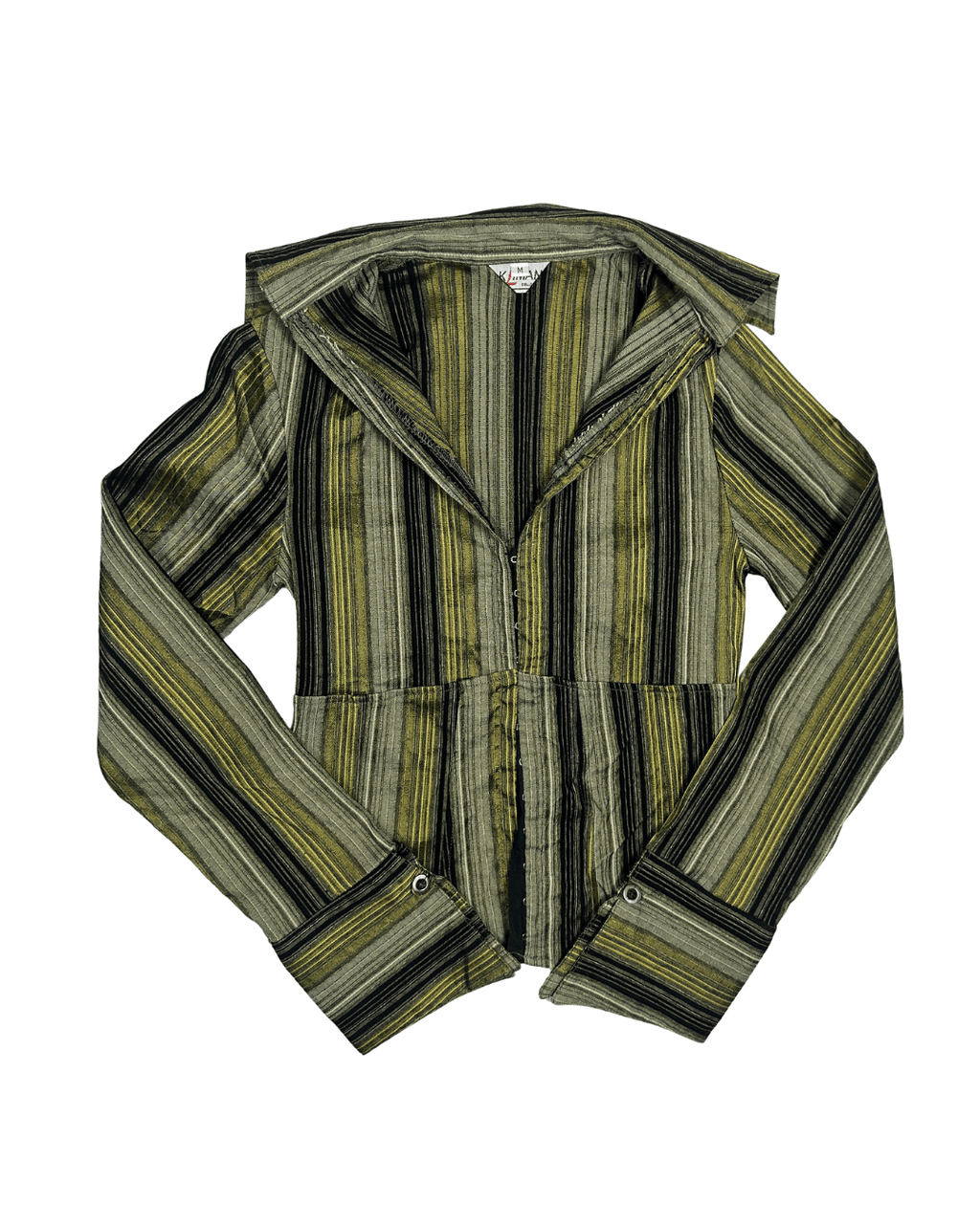 Y2K Striped Fish Hook Closure Women's Fitted shirt - Funkify