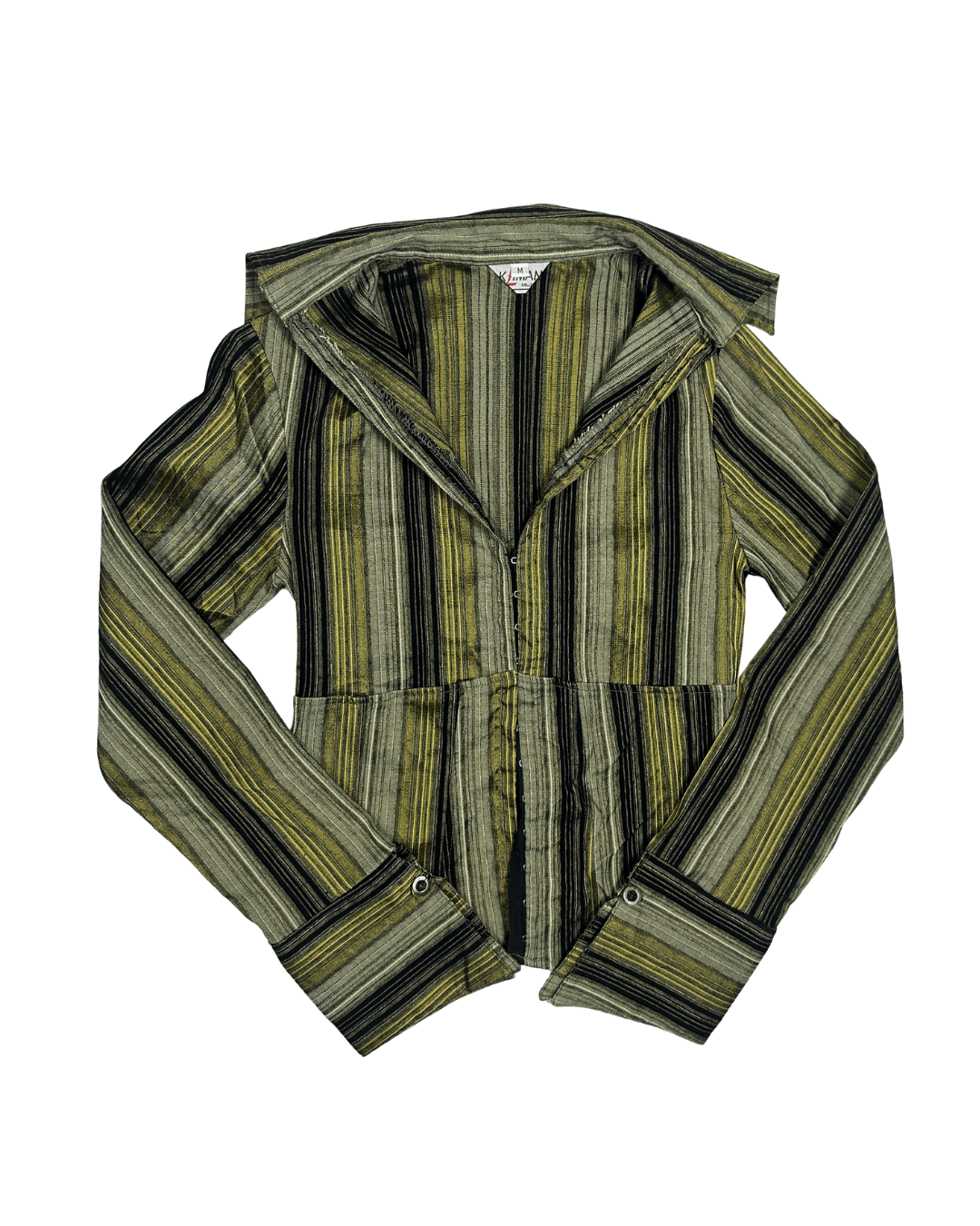 Y2K Striped Fish Hook Closure Women's Fitted shirt - Funkify