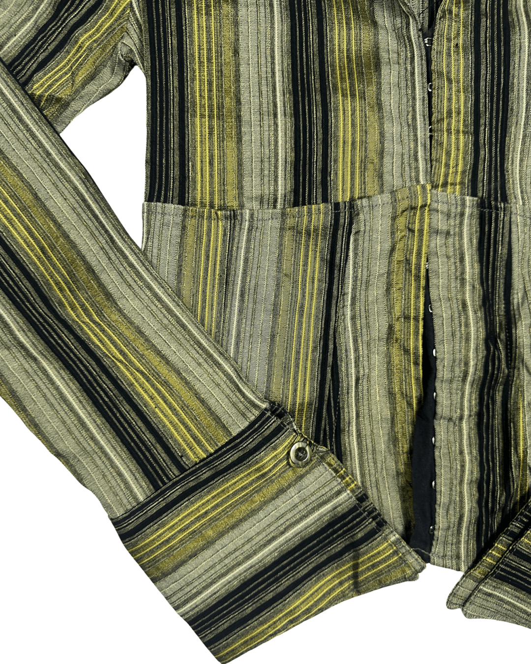 Y2K Striped Fish Hook Closure Women's Fitted shirt - Funkify