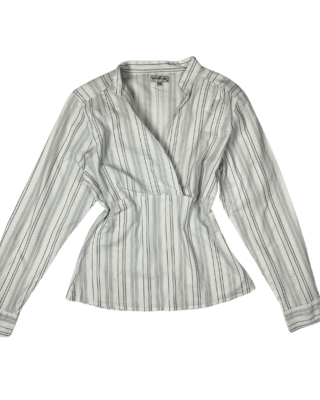 Y2K Striped Wrap - Style Fitted Waist V - Neck Blouse - Funkify