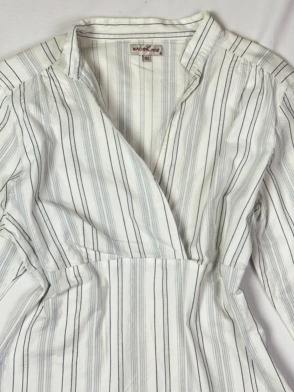 Y2K Striped Wrap - Style Fitted Waist V - Neck Blouse - Funkify