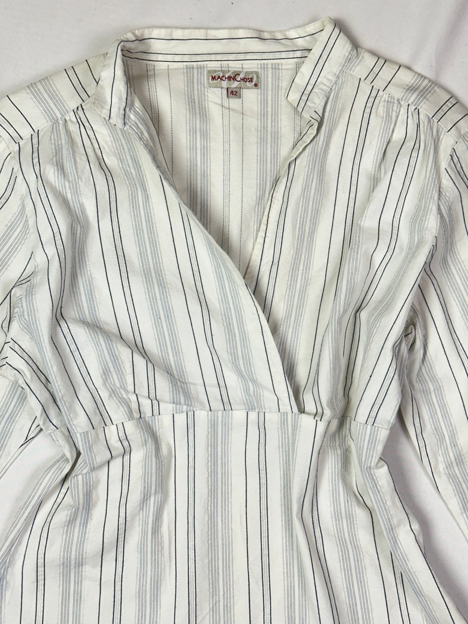 Y2K Striped Wrap - Style Fitted Waist V - Neck Blouse - Funkify