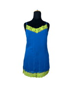 Y2K Style Electric Blue Cami with Neon Lace Trim - Funkify