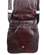 Y2K Western Oxblood Genuine Leather Shoulder Bag with Stitched Detail - Funkify