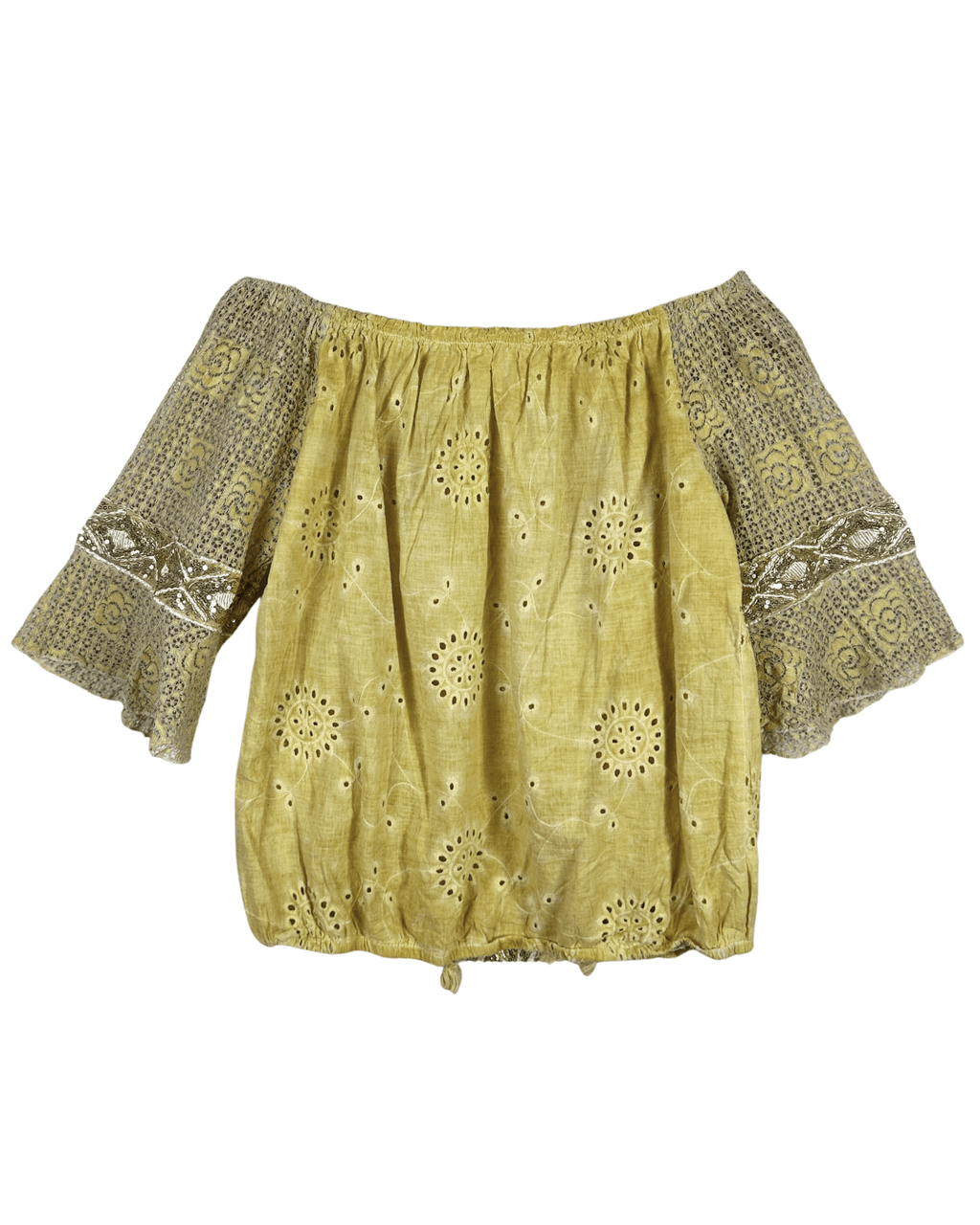 Yellow Embroidered Tassel Boho Top - Funkify