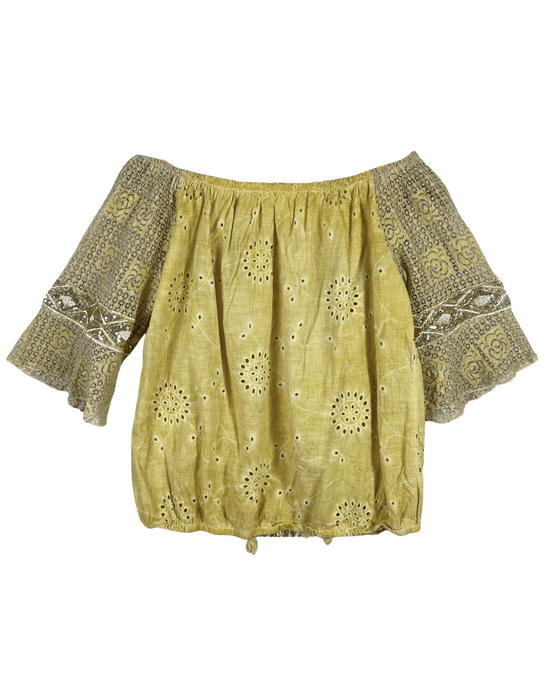 Yellow Embroidered Tassel Boho Top - Funkify
