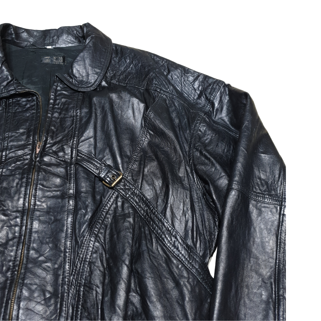 Vintage Vera Pelle Genuine Leather Jacket with Belt Detail
