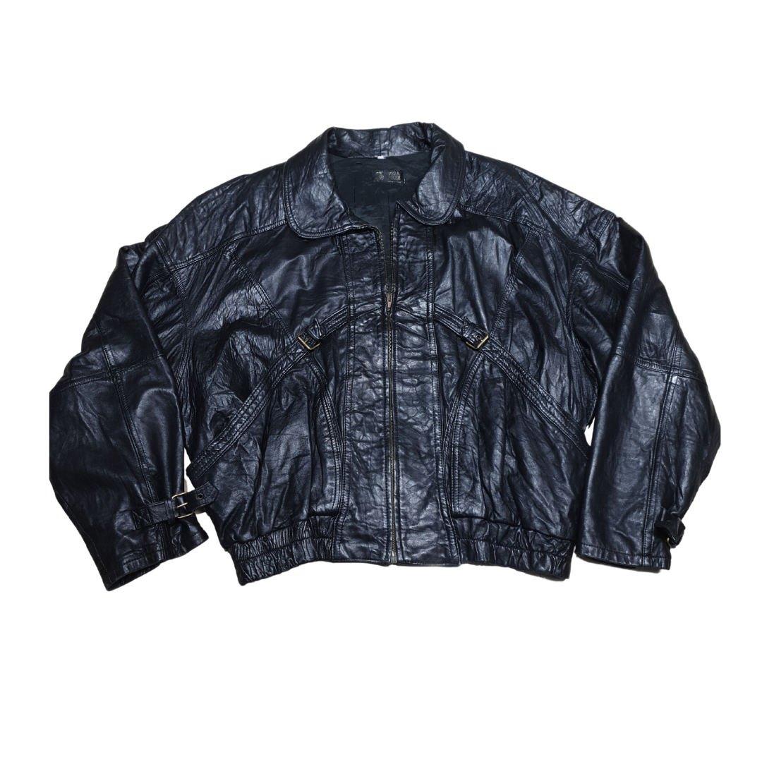 Vintage Vera Pelle Genuine Leather Jacket with Belt Detail
