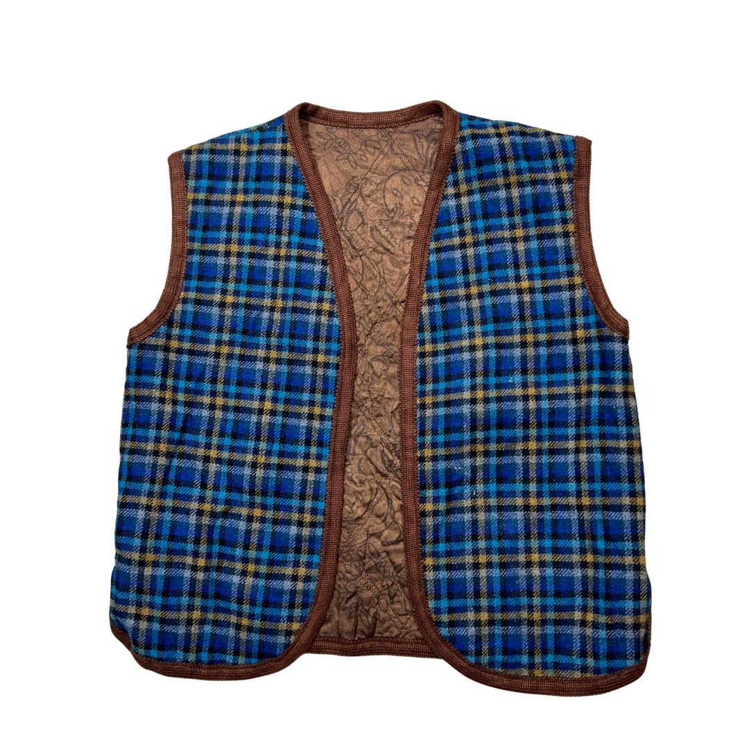Vintage 2in1 reversible open front vest