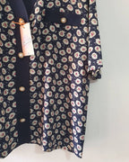 Vintage Navy Blue Foral Blouse