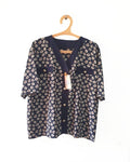 Vintage Navy Blue Foral Blouse