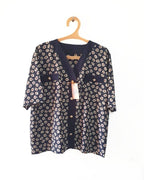 Vintage Navy Blue Foral Blouse